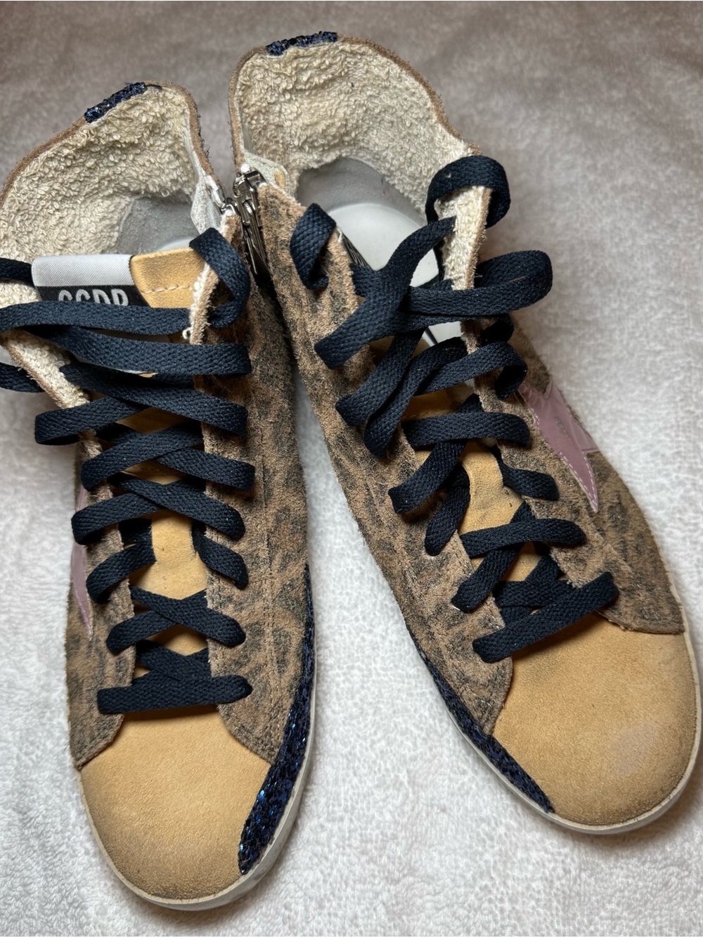 Golden Goose Francy Women Size 36-37 Leopard Print High-Top Pink Star Authentic
